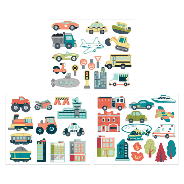 Transportation magnetic play sets magnetic pieces