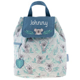 Koala quilted backpack for baby personalization example.