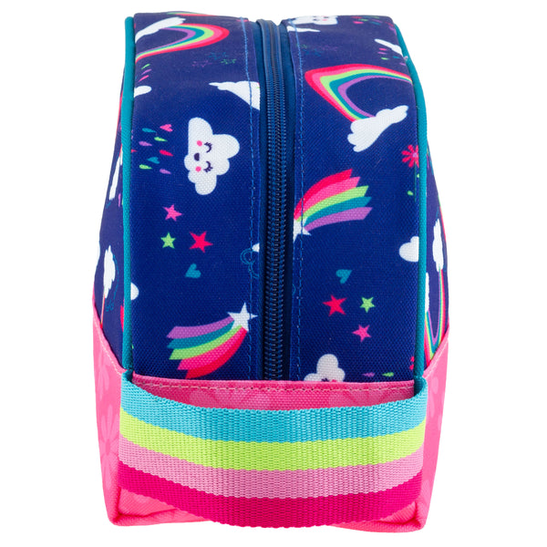 Rainbow toiletry bag side view