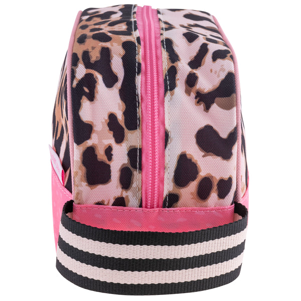 Leopard toiletry bag side view