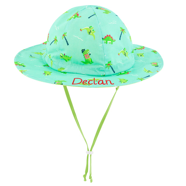 Dino baby bucket hat personalization example.