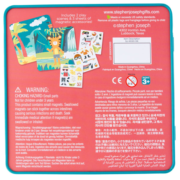 Shark and tiger travel tin magnetic dress up back view