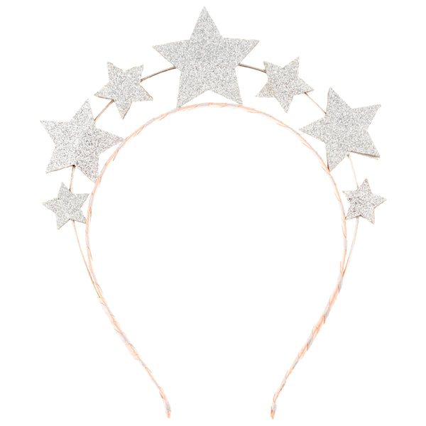 Silver star dress up headband back view