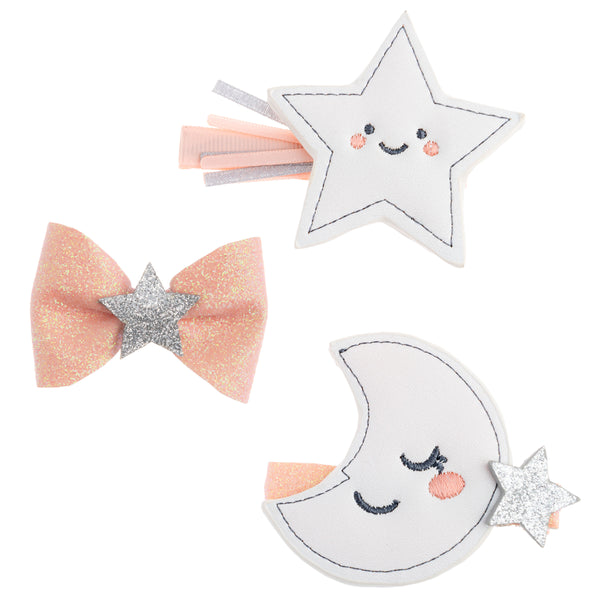 Silver star hair clips