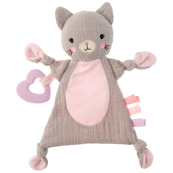Cat baby crinkle toy front view.