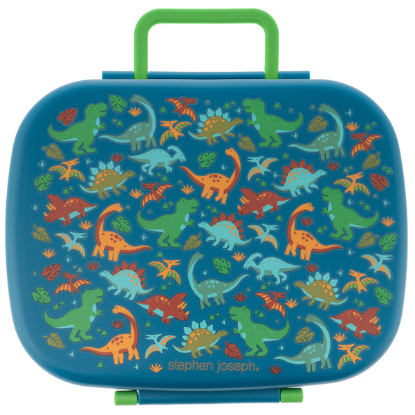 Dino bento box with removeable tray