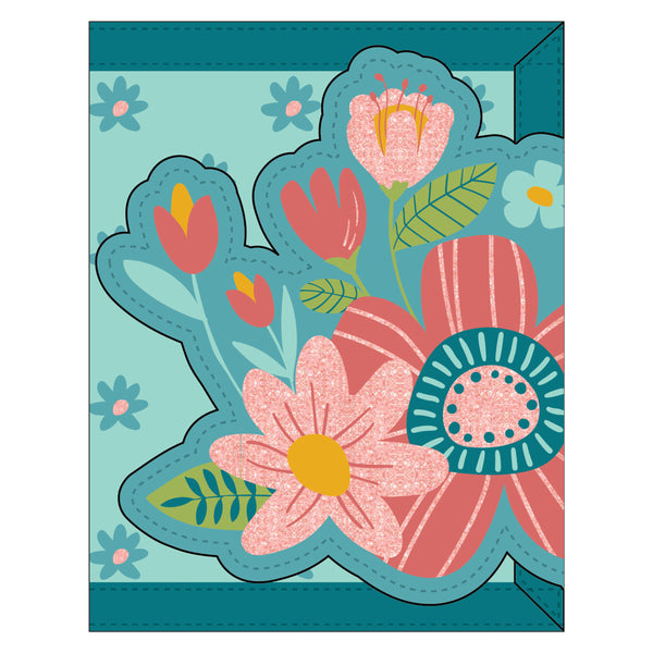 Turquoise Floral wallet front view