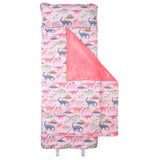 Pink Dion all over print nap mat assembled view.