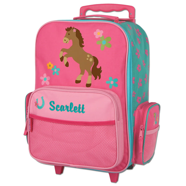 Girl horse classic rolling luggage personalization example