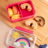 Rainbow bento box being used for lunch.