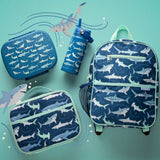Shark bento box with removeable tray with other back to school shark style essentials.