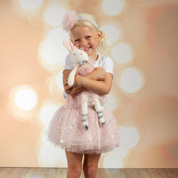 Little girl with bella buny super soft plush dolls large