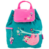 Sloth quilted backpack front view
