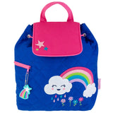 Rainbow quilted backpack front view