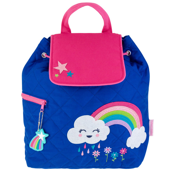 Rainbow quilted backpack front view