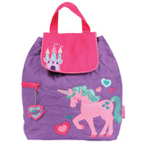 Unicorn quilted backpack front view