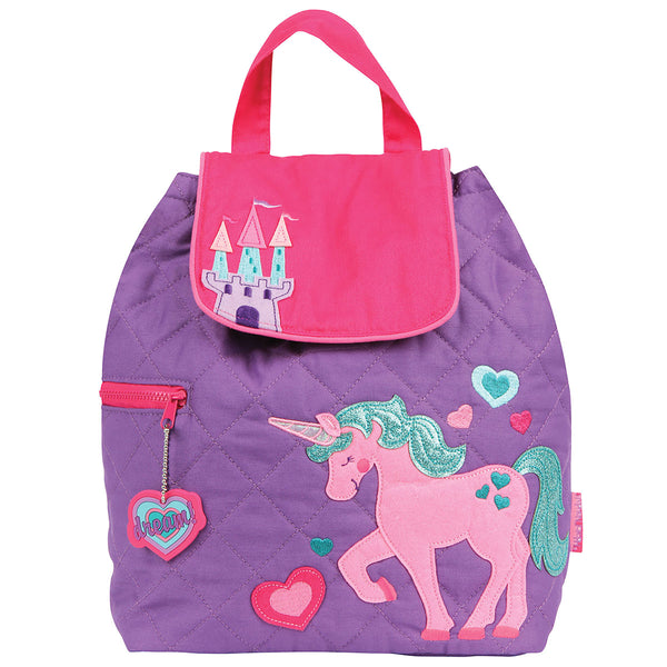 Unicorn quilted backpack front view
