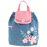 Ladybug quilted backpack front view