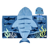 Blue shark hooded towel