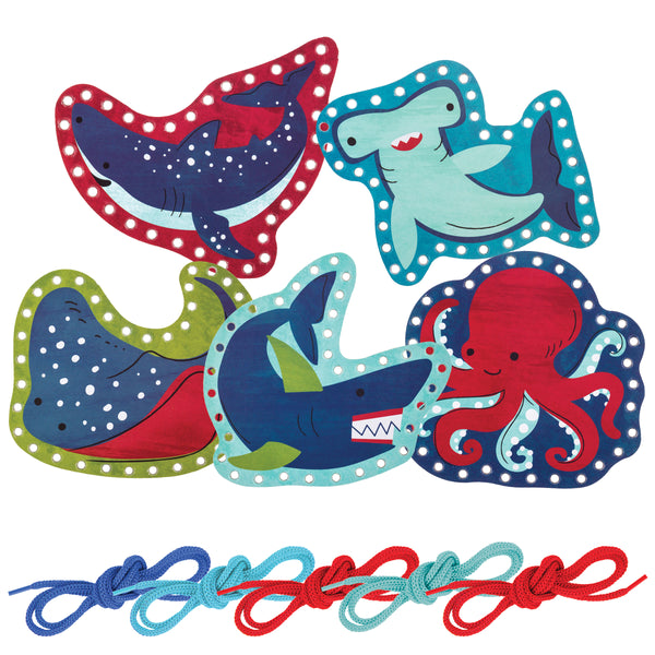Blue shark lacing card sets