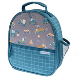 Construction all over print lunchbox front view.
