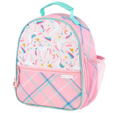Pink Unicorn all over print lunchbox front view.