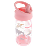 Pink dino flip top bottle front view