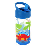 Dino blue flip top bottles front view