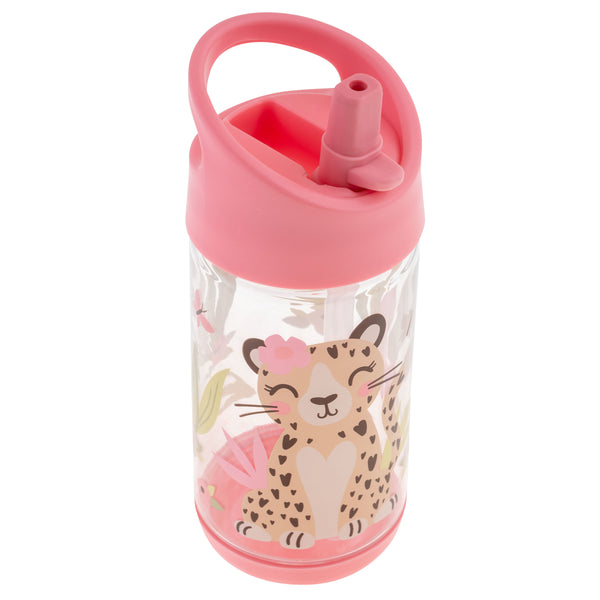 Leopard flip top bottle front view