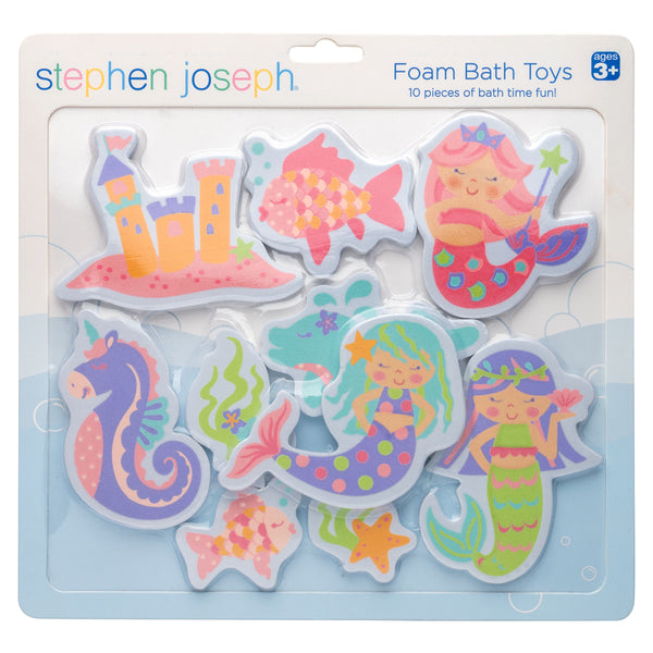 Mermaid foam bath toys packaged view