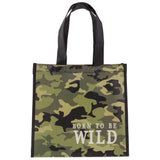 Camo medium recycled gift bags front view