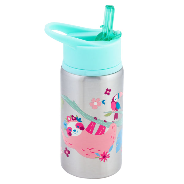 Sloth flip top stainless steel bottles front view