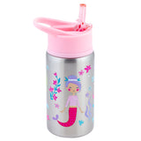 Mermaid flip top stainless steel bottle front view