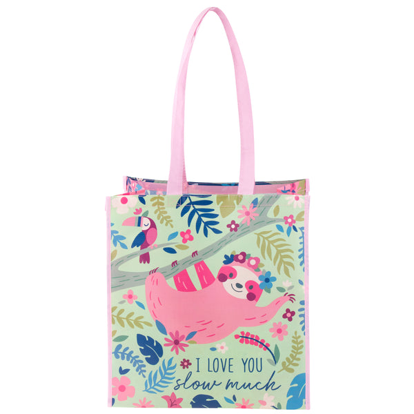 Sloth large recycled gift bag front view