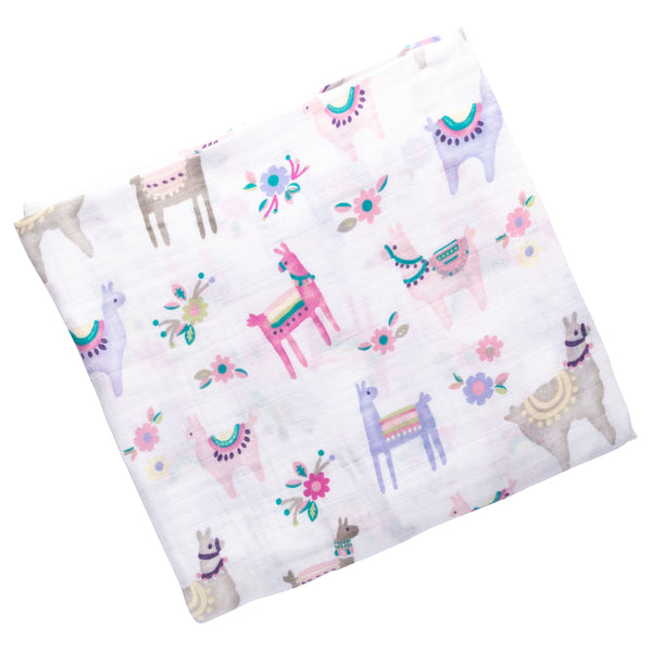Llama muslin blanket