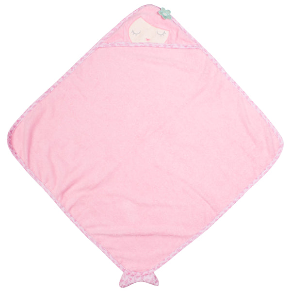 Mermaid hooded bath towel for baby front view
