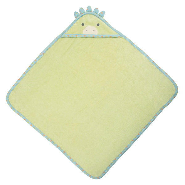 Dino hooded bath towel for baby front view