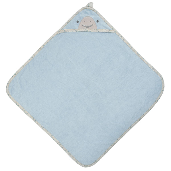 Shark hooded bath towel for baby front view