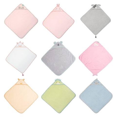 Baby hooded bath towel assortment variables view.