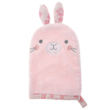 Bunny bath mitts for baby front view.