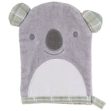 Koala bath mitts for baby front view. 