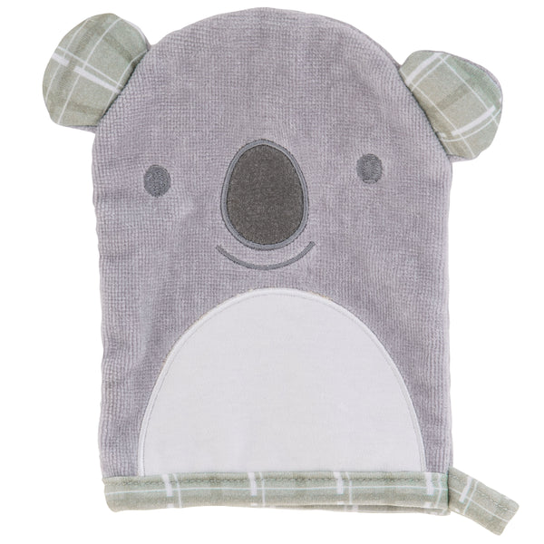 Koala bath mitts for baby front view.