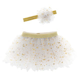 Golden pearl tutu and headband set