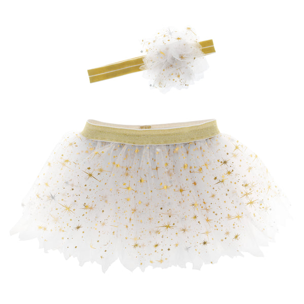 Golden pearl tutu and headband set