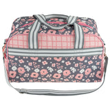 Charcoal flower duffle bag front view