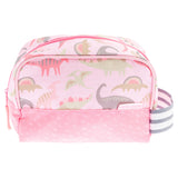 Pink dino toiletry bag front view