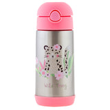 Leopard double wall stainless steel bottle front view