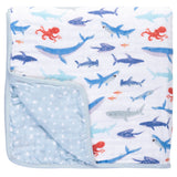Shark muslin stroller blanket