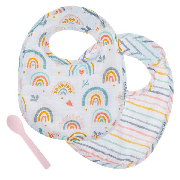 Rainbow muslin bib set