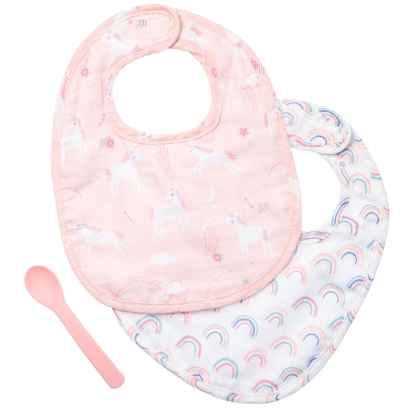 Unicorn muslin bib set
